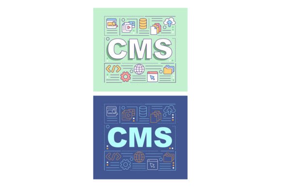 CMS Word Concepts Banner Set: Modern Graphics for Brand Identity