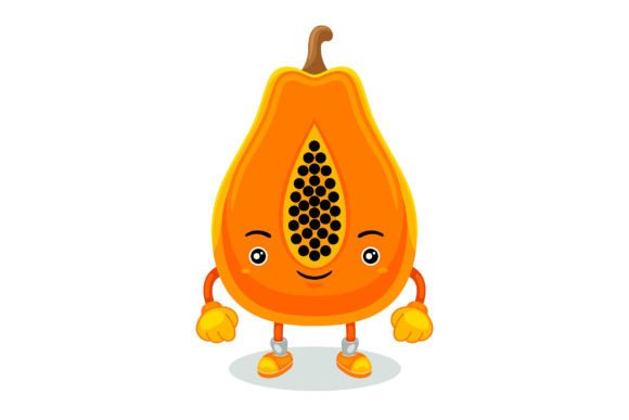 Cute Papaya Mascot Character Vector Graphics and Illustrations