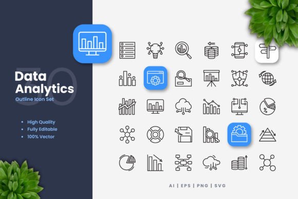 Data Analytics Icons: Essential Graphics and Icons for Editorial Design