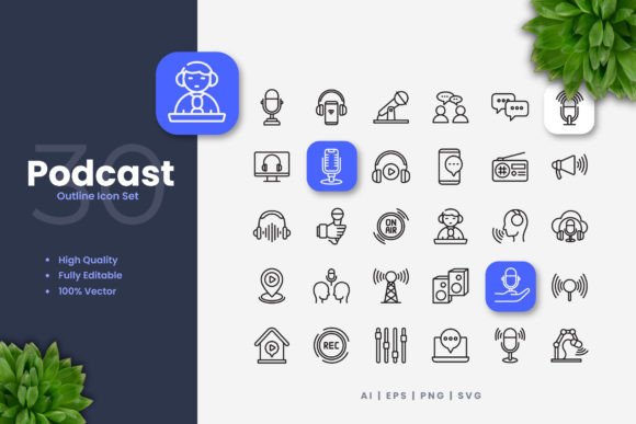 Podcast Icons Graphics and Icons Review